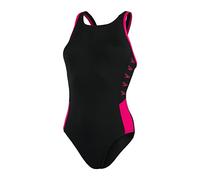 Speedo Women's HyperBoom Splice Muscleback Swimsuit | Classic Design | Quick Drying | Training | Fitness | Chlorine Resistant , Black/Electric Pink, 34