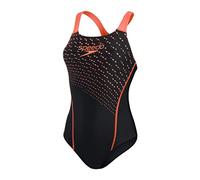 Speedo Women's Medley Logo 1 Piece Swimsuit | Classics | Medalist Style, Black/Siren Red, 28