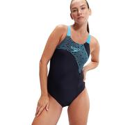 Speedo Women's Medley Logo 1 Piece Swimsuit | Classics | Medalist Style, Black/Siren Red, 34