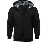 SPEEDRUN Sudadera con Capucha para Hombre Negra Chaqueta Pelo Sudadera for Men Gruesa Invierno Completa Full Zip up Hoodie Regular Outdoor Sport