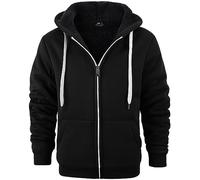 SPEEDRUN Sudaderas Hombre Cremallera con Capucha Negra Chaqueta Pelo Sudadera for Men Gruesa Invierno Completa Full Zip up Hoodie Regular