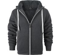 SPEEDRUN Sudaderas Hombre Cremallera con Capucha Negra Chaqueta Pelo Sudadera for Men Gruesa Invierno Completa Full Zip up Hoodie Regular
