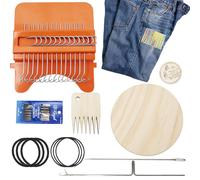 Speedweve Mini telar - Pequeña máquina de tejer, kit de herramientas de bricolaje con 14 ganchos, reparación creativa de tela para patrones artísticos, ropa, vaqueros, calcetines, bufandas, sombreros