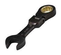 SPEEDWOX 15mm Stubby Flex-Head llave mixta de trinquete - caja de 72 dientes y llave de extremo abierto, cabeza flexible antideslizante, acero CR-V tratado térmicamente sobre pernos decapados y