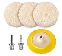SPEEDWOX 3 piezas 7 pulgadas Almohadilla de pulido de lana Rueda de pulido para taladro de pulido con adaptador M14 y disco adhesivo flexible
