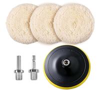 SPEEDWOX 3 piezas almohadillas de pulido de lana de 7 pulgadas y rueda de pulido para taladro con adaptador M14 y disco adhesivo
