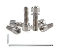 SPEEDWOX 6 piezas de tornillo de vástago de bicicleta con arandelas conjunto de aleación de titanio Allen hexagonal pernos cónicos tornillo para MTB Road Bike Stem Parts, M5 x 18mm Normal Titanium