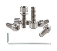 SPEEDWOX 6 piezas de tornillo de vástago de bicicleta con arandelas conjunto de aleación de titanio Allen hexagonal pernos cónicos tornillo para MTB Road Bike Stem Parts, M5 x 16mm Normal Titanium