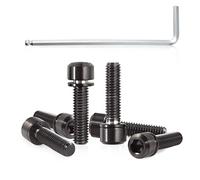 SPEEDWOX 6 piezas de tornillo de vástago de bicicleta con arandelas conjunto de aleación de titanio Allen hexagonal pernos cónicos tornillo para MTB Road Bike Stem Parts, M5 x 20mm negro