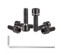SPEEDWOX 6 piezas de tornillo de vástago de bicicleta con arandelas conjunto de aleación de titanio Allen hexagonal pernos cónicos tornillo para MTB Road Bike Stem Parts, M5 x 18mm negro