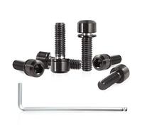 SPEEDWOX 6 tornillos para barra de bicicleta con arandelas hexagonales de aleación de titanio, tornillos cónicos para bicicleta de montaña, bicicleta de carretera, M5 x 16 mm, color negro