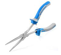 SPEEDWOX Alicates de punta de aguja de largo alcance con dientes, alicates de punta larga de 7 pulgadas de largo para espacios estrechos de difícil alcance, alto apalancamiento reduce esfuerzos