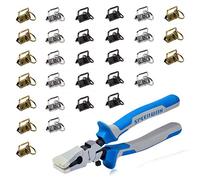 SPEEDWOX Alicates para llavero de 30 juegos de herramientas de 1" anillas divididas color negro latón antiguo níquel blanco correa de tela juego de pulseras de cristal para correr Blue & Grey Grip