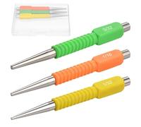 SPEEDWOX El juego de 3 perforadores de uñas incluye fijador de uñas de 1/32, 1/16 y 3/32 pulgadas, juego de punzones de uñas y centro codificados por colores con agarre absorbente de golpes