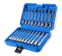 SPEEDWOX Juego de 20 llaves hexagonales hexagonales extralargas de 3/8 pulgadas estándar SAE y métricas (1/8 pulgadas a 7/16 pulgadas, 3 mm a 12 mm) para taladros de impacto y llaves de trinquete CR-V