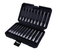 SPEEDWOX Juego de 20 llaves hexagonales hexagonales extralargas de 3/8 pulgadas estándar SAE y métricas (1/8 pulgadas a 7/16 pulgadas, 3 mm a 12 mm) para taladros de impacto y llaves de trinquete CR-V