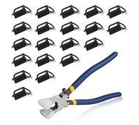 SPEEDWOX Juego de 20 piezas de accesorios para llavero negro oscuro de 1.25 pulgadas con alicates para llavero, alicates de rotura de vidrio de 8 pulgadas con puntas de goma, asas de PVC, para correas