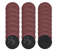 SPEEDWOX Juego de 25 discos de cambio rápido de 3 pulgadas de grano 36 con adaptador de bloqueo por rodillo tipo r y almohadilla de soporte