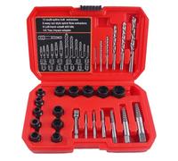 SPEEDWOX Juego de 26 extractores de tornillos y brocas de mano izquierda, kit de extractor de tornillos multispline, herramientas de extracción de pernos de mano izquierda, broca de cabeza hexagonal