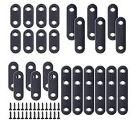 SPEEDWOX Juego de 26 soportes rectos de placa plana de acero inoxidable de 36 mm, 46 mm, 56 mm, 76 mm, con 64 tornillos, caja de almacenamiento para madera, tablero, marco de cama, muebles