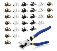 SPEEDWOX Juego de 30 llaveros a granel con anillos divididos y alicates de rotura de vidrio para correas de tela de 0.8 pulgadas, llavero multicolor, negro antiguo, latón antiguo/níquel blanco