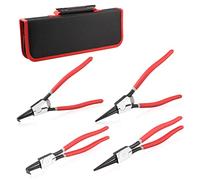 SPEEDWOX Juego de 4 alicates de anillo de presión de 13 pulgadas, kit de alicates internos externos, diámetro de la punta 0.1 pulgadas, pinzas de anillo de retención de mandíbulas rectas y curvas, herramienta de extracción de anillos de precisión