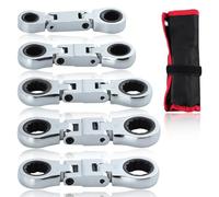 SPEEDWOX Juego de 5 llaves de trinquete de cabeza flexible de doble extremo de caja, juego de llaves combinadas de trinquete de doble caja, mini juego de llaves de trinquete Nano Flex Juego de llaves
