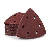 SPEEDWOX Juego de 50 almohadillas de lija triangulares grano 120 90 mm 6 orificios para 6 agujeros oscilantes de 3 - 1/2 pulgadas multiherramienta lijadora de papel de lija triangular discos de lija