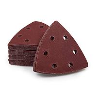 SPEEDWOX Juego de 50 almohadillas de lija triangulares grano 180 90 mm 6 orificios para 6 agujeros oscilantes de 3 - 1/2 pulgadas multiherramienta lijadora de papel de lija triangular discos de lija