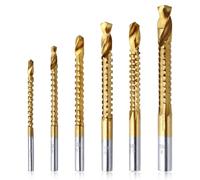 SPEEDWOX Juego de 6 brocas de 3 a 8 mm, brocas de corte lateral dentadas, brocas de impacto HSS con revestimiento de titanio, brocas helicoidales HSS de titanio y brocas de sierra, herramientas de