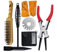 SPEEDWOX Juego de 6 herramientas de eliminación de escoria de soldadura, juego de alicates de soldadura MIG, cepillo de alambre para arañazos, herramienta de eliminación de escoria con medidores de