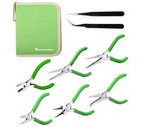 SPEEDWOX Juego de 6 mini alicates con funda que incluye alicates de punta plana, alicates de punta redonda, alicates de punta doblada, alicates diagonales, alicates de punta de aguja con 2 pinzas para hacer manualidades, reparación