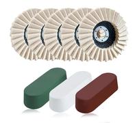 SPEEDWOX Juego de 8 discos abrasivos de fieltro con solapa de pulido y compuestos de pulido, 5 discos de rueda de pulido de lana, 3 piezas de compuesto de pulido, almohadilla de rueda de pulido de