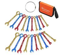 SPEEDWOX - Juego de llaves combinadas 10 unidades, métricas, chapados en color SAE y abierto, juego de llaves revestidas de color, con bolsa portátil y anillo grande (4-11 mm) (5/32-7/16 pulgadas)