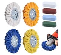 SPEEDWOX Kit de 8 ruedas de pulido de vías respiratorias en diámetro de 5/8 pulgadas de compuesto de pulido de agujero de eje y rueda de pulido de metal de aluminio de 8 pulgadas de diámetro 5/8