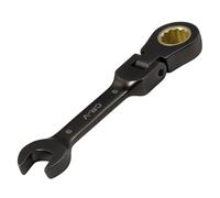 SPEEDWOX Llave mixta Stubby Flex-Head de 9 mm - Caja de dientes 72 y llave de extremo abierto, cabeza flexible antideslizante, acero CR-V tratado térmicamente sobre pernos decapados y redondeados