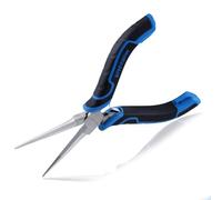 SPEEDWOX Mini alicates de punta de aguja dentada con cubierta protectora, alicates de punta de aguja para hacer joyas, alicates de punta larga compactos de precisión, punta de aguja para doblar