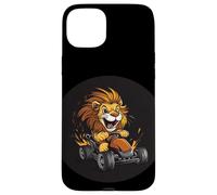 Speedy Go Kart Lion para disfraz divertido de carreras Carcasa para iPhone 15 Plus