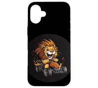 Speedy Go Kart Lion para disfraz divertido de carreras Carcasa para iPhone 16 Plus