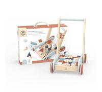 Speedy Monkey SP1005 Andador con bloques de construcción y sistema de frenado para mayor seguridad, 34,9 x 24,9 x 40 cm, multicolor, juguete de madera para niños, detalles encantadores, gran idea de