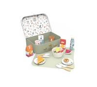 Speedy Monkey Cesta de Picnic de Madera - Incluye Platos de Juego, Cuenco de Fieltro, Cajas de Comida y Bebidas | Grandes Juguetes de Juego de rol para niñas y niños de 2 años | Juguetes para niños y