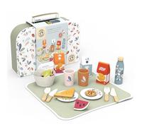 Speedy Monkey Cesta de picnic de madera - Incluye platos de juego, cuenco de fieltro, cajas de comida y bebidas | Grandes juguetes de juego de rol para niñas y niños de 2 años | Juguetes para niños y