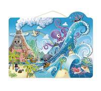 SPEEDY MONKEY Rompecabezas magnético pirata - Base de madera con temática pirata, juguete para desarrollar habilidades, decoración y regalo, para niños a partir de 3 años