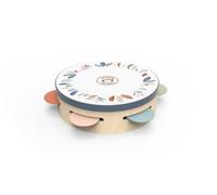 Speedy Monkey SP5003 Pandereta 17,7 x 17,7 x 4,5 cm Multicolor, Juguete de Madera para niños, Detalles encantadores, Gran Idea de Regalo