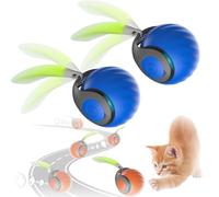 Speedy Tail 2.0, Speedy Tail Cat Toy, Interactive Cat Toys Rolling Ball, Automatic Moving Cat Toy Ball, USB Rechargeable Smart Cat Toys Ball with Tail, Interactive Cat Toy for Indoor (2Pcs-Blue)