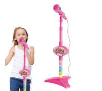 Speelgoedmicrofoon - Karaokemicrofoon Voor Kinderen, Verstelbare Houder, Muzikaal Zangapparaat, Knipperende Led-podiumverlichting, Leuk Entertainmentgereedschap, Feestbord Met Lichtjes Voor (18 x 6,3