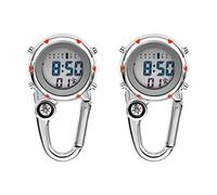 Speesy 2X Clip en Mosquetón Reloj Digital Luminoso Relojes Deportivos Mosquetón Reloj para Excursionistas Montañismo al Aire Libre Naranja, Naranja y plata
