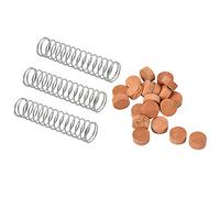 Speesy 3 piezas de repuesto de accesorios de resorte de válvula de pistón de trompeta y 20 alfombrillas de corcho para saxofón, corneta, llave de agua, almohadillas de corcho para latón (marrón claro)