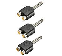 Speesy 3X 6.35mm Convertidor Estéreo De 1/4 Pulgada A 2 Doble RCA Hembra Y Splitter Audio