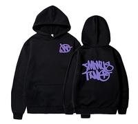 sPeesy Minus-Two Sudadera con capucha estampada Y2K holgada Hip Hop Vintage Sudadera 2023 Exterior Casual Manga Larga Gráfico Cordón Jersey Unisex Ropa de Calle, Black-02., M